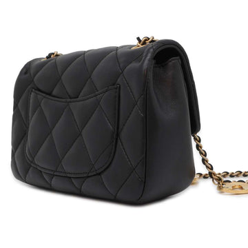 CHANEL Mini Matelasse Heart Chain Shoulder Bag Black AS3456 Lambskin Size 20