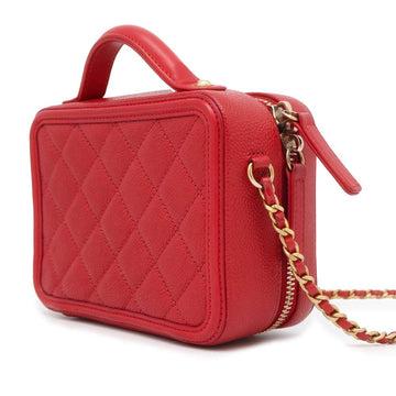 CHANEL CCFiligree 2way vanity bag Red A93342 Caviar Leather