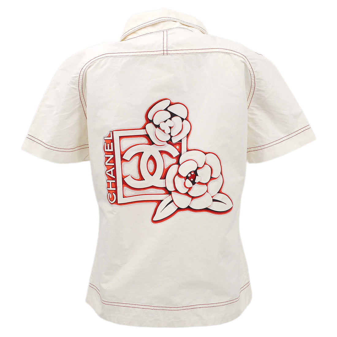 Chanel 05S #38 Sport Line Short Sleeve Zip Shirt Tops White