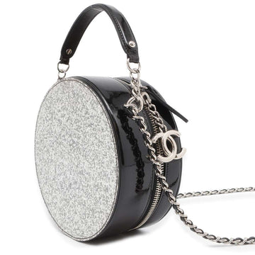 CHANEL Round Glitter 2WAY Shoulder Bag Silver New 1:1 Rep Leather Leather