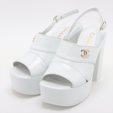Chanel Coco 23AW  Leather Sandal 35C  White G45016 Crample