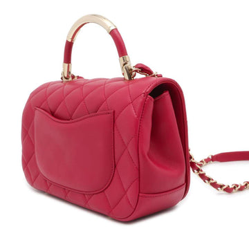 CHANEL Matelasse Top Handle ChainShoulder Pink Lambskin