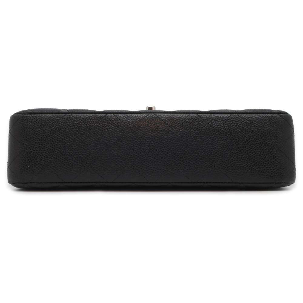 CHANEL Matelasse Double Chain Double Flap Shoulder Bag Black A01112 Caviar Leather Size 25