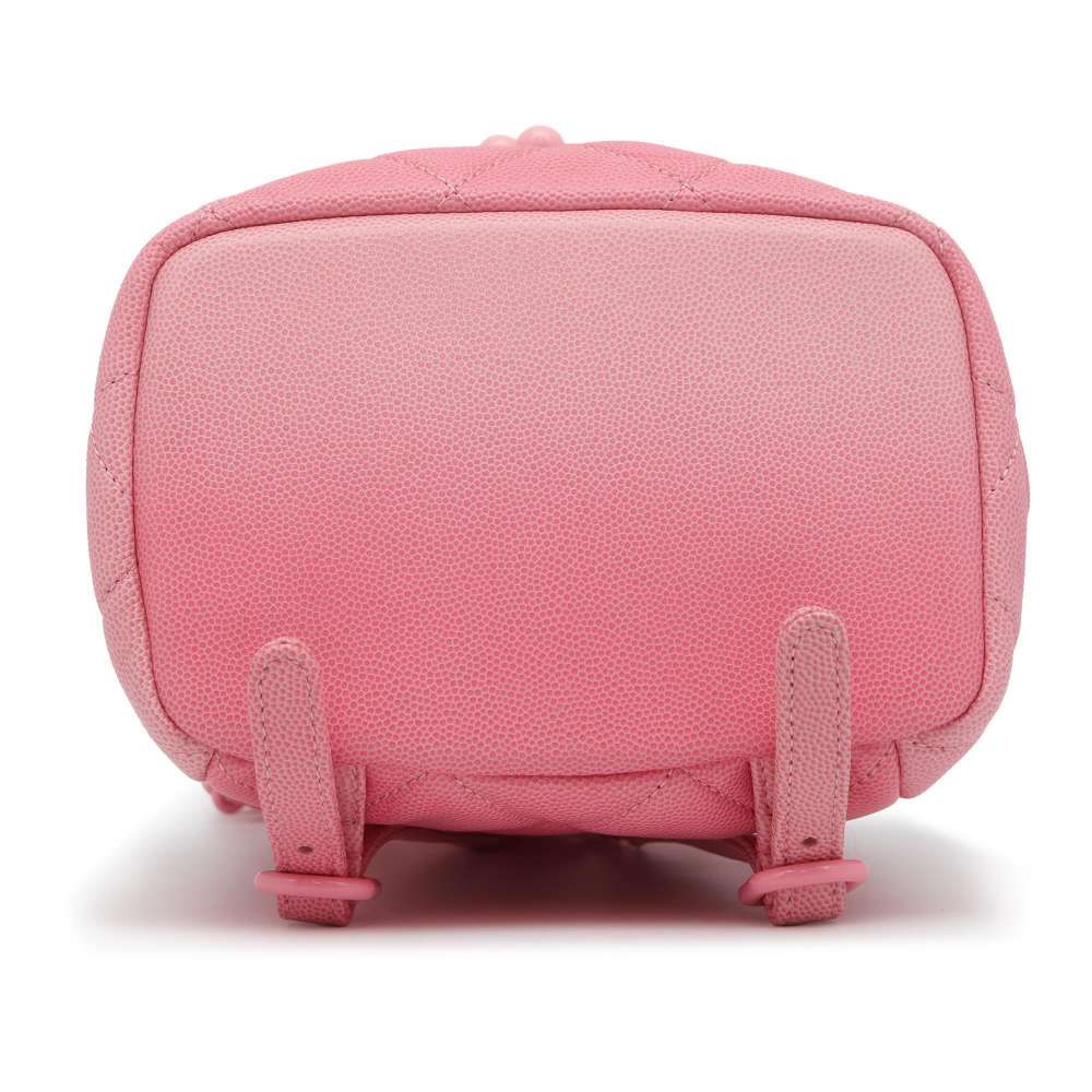 CHANEL CC Logo Matelasse Backpack Pink AS4618 Caviar Leather Size Mini