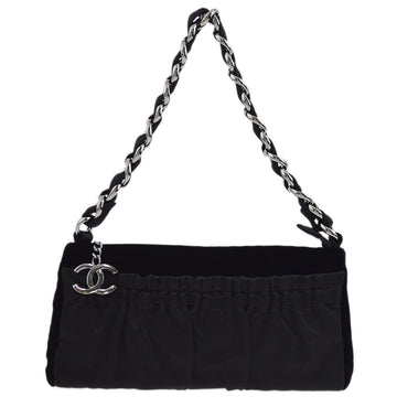 Chanel Black Satin Chain Handbag
