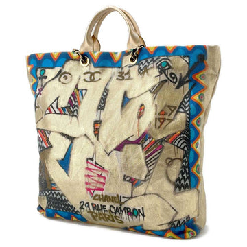 CHANEL Maxi Shopping Tote Gold/Blue/Multicolor AS0850 Canvas Leather