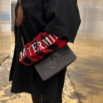 Chanel caviar leather double c logo wallet on chain