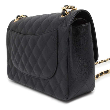 CHANEL Matelasse W Flap ChainShoulder Bag Black A58600 Caviar Leather Size 30
