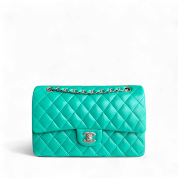 Chanel Classic Flap Medium - 25CM Quilted Lambskin Green Gold Hardware Series 18