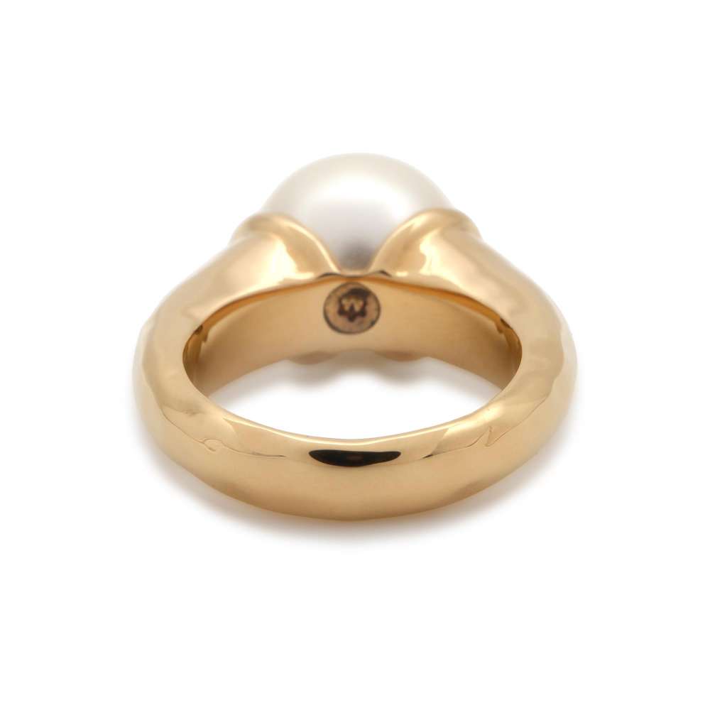 CHANEL CC Logo Pearl Ring Size 53ABD289 Metal Faux Pearl