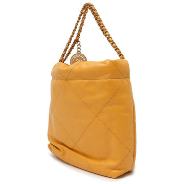 CHANEL CHANEL 22 Handbag Yellow AS3980 Shiny Calf Leather Size Mini