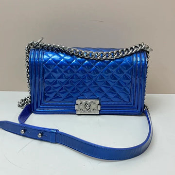 Top Quality Chanel Large  Boy Bag - Blue Shoulder Bags B18-01