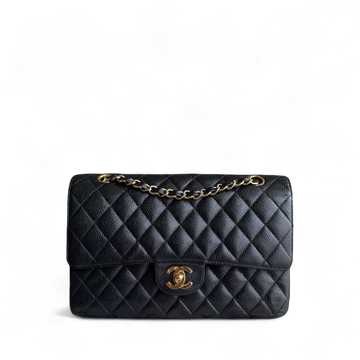 Chanel Classic Flap Medium - Togo/epsom/caviar/clemence/callfskin/cowhide/lambskin 25CM Quilted Black Gold Hardware Series 10