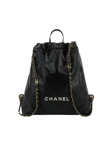 22 Shiny CalBNkin Chain Backpack Black Chanel