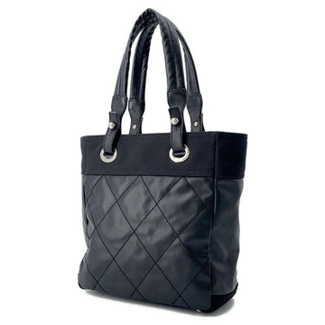 CHANEL Paris-Biarritz Tote Bag Black A34208 Leather Canvas Size PM