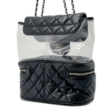 CHANEL Clear Shoulder Bag Black/Transparent A57826 Leather Plastics
