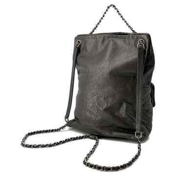 CHANEL Matelasse Chain Backpack Gray A90714 Leather