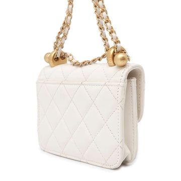 CHANEL Mini Materasse Chain Shoulder White AP2629 Lambskin