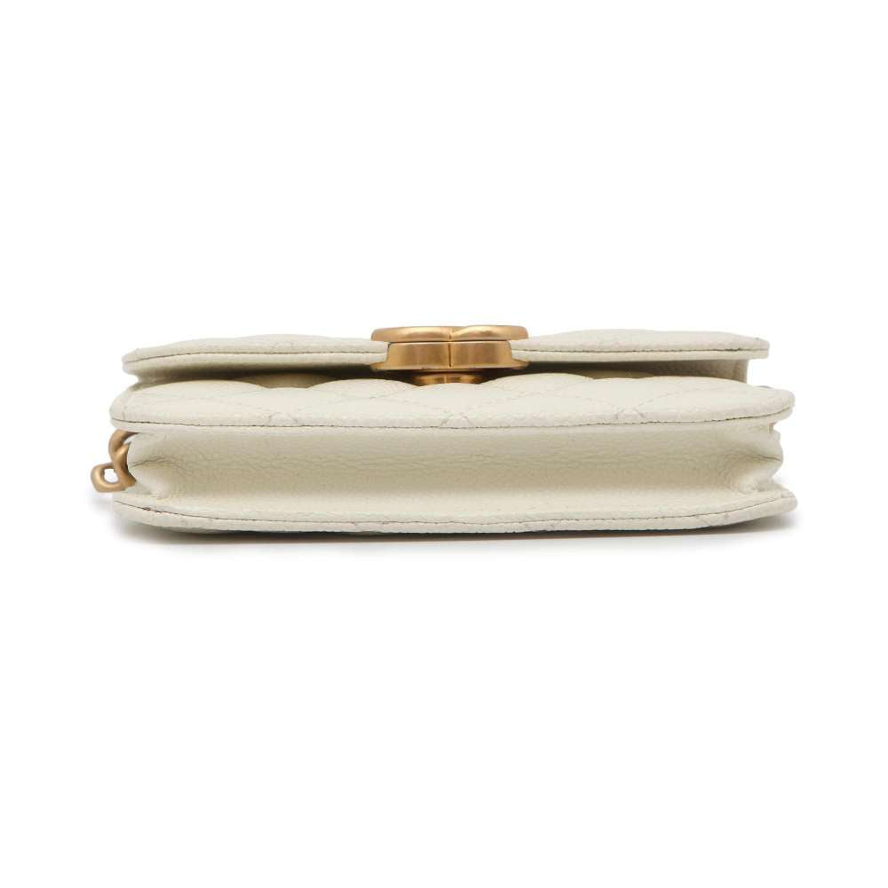 CHANEL Mini Materasse Chain Shoulder White AP2629 Caviar Leather