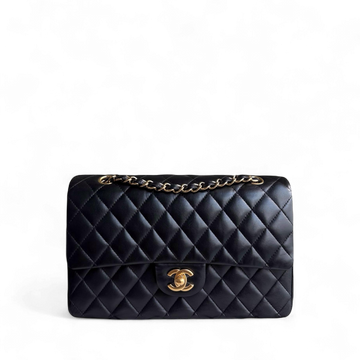 Chanel Classic Flap Medium - 25CM Quilted Lambskin Black Gold Hardware Series 18