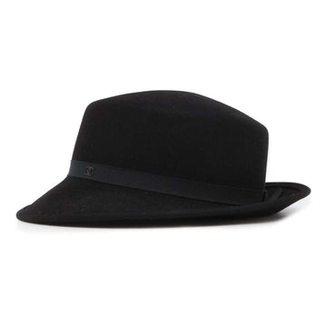 CHANEL Hat Ribbon Size M Black Rabbit100%