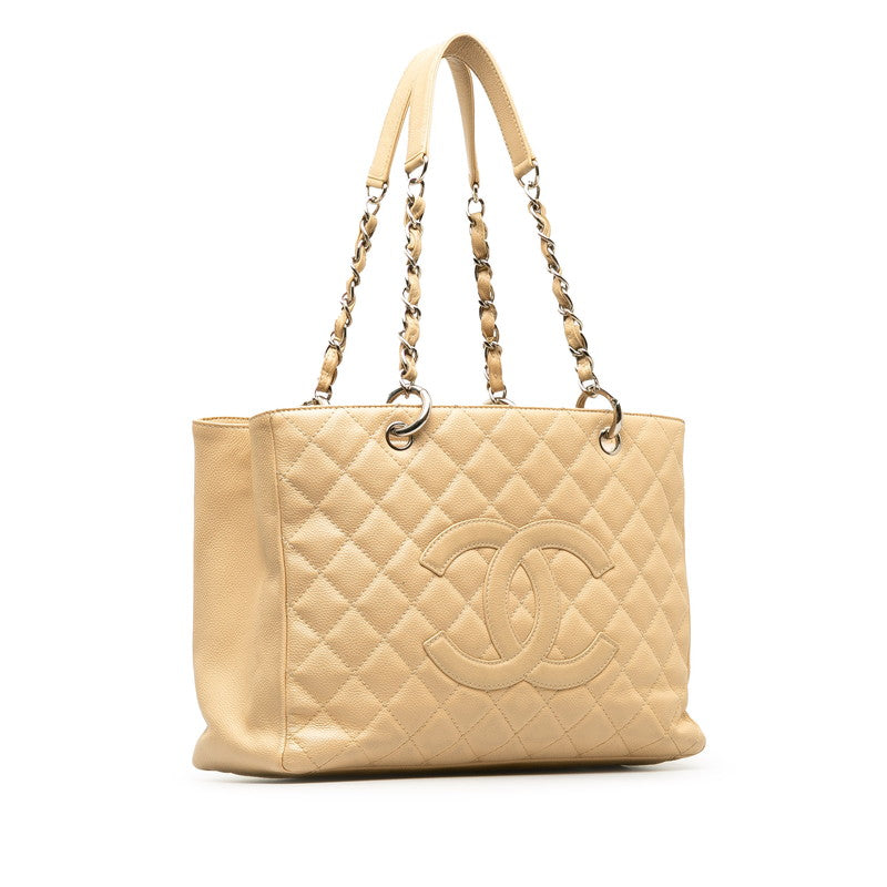 Top Quality Chanel Matrasse Chain Tote Bag Beige Silver Caviar S  Chanel