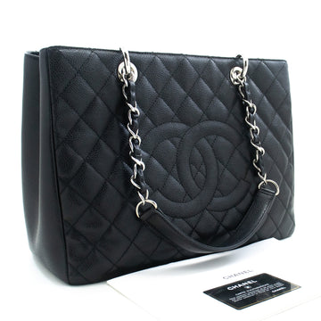 Top Quality Chanel Caviar GST 13" Grand Shopping Tote Chain Shoulder Bag Black