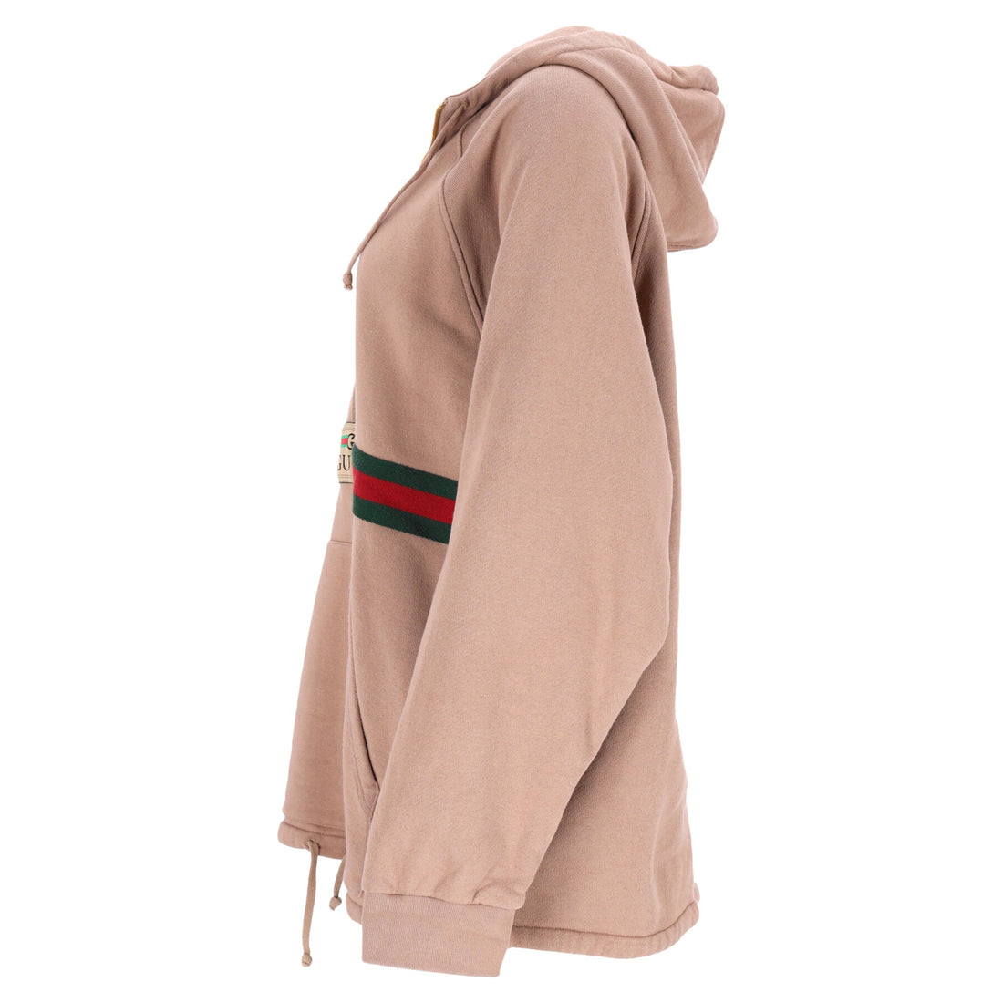 Gucci Web-Stripe Half-Zipped Hoodie in Brown Cotton