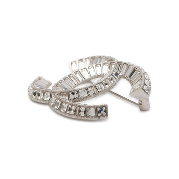 CHANEL CC Logo RhinestoneBrooch SilverA63085 Metal