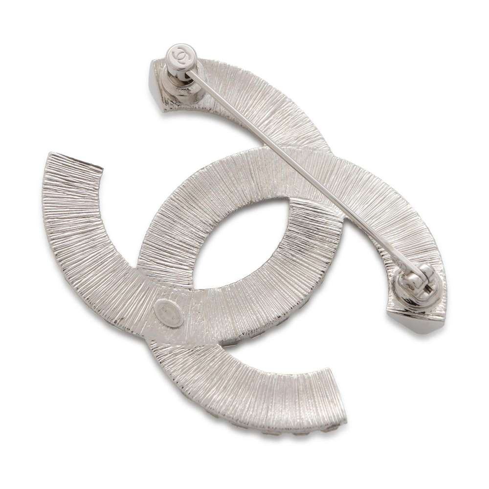 CHANEL CC Logo RhinestoneBrooch SilverA63085 Metal
