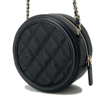 CHANEL CCFiligree Round ChainShoulder Bag BlackAP0365 Caviar Leather