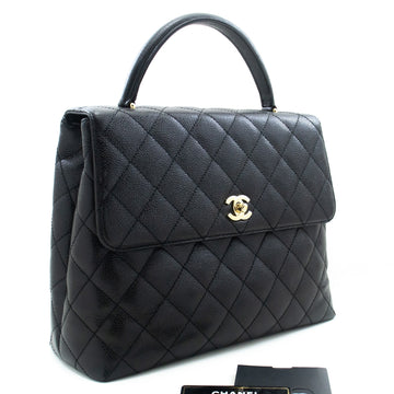 Top Quality Chanel Caviar Handbag Top Handle Bag Kelly Black New Leather Gold
