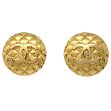 Chanel Button Earrings Clip-On Gold 2400