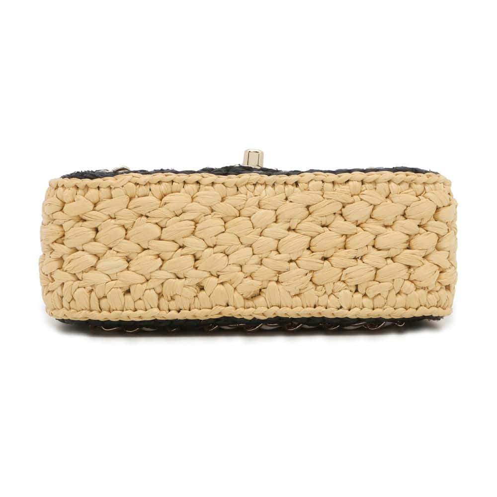 CHANEL 2024 Cruise Collection Mini Flap Bag Black/White/BeigeAS4556 Blade Raffia Lambskin Size Mini