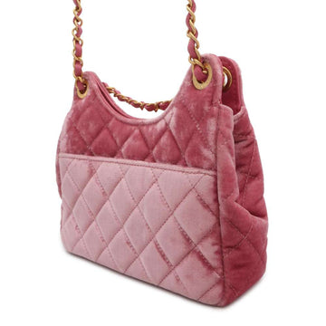 CHANEL Hobo Bag PinkAS4323 Velour Leather Size Small