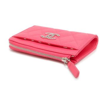 CHANEL Matelasse Fragment Card Case PinkAP3836 Caviar Leather