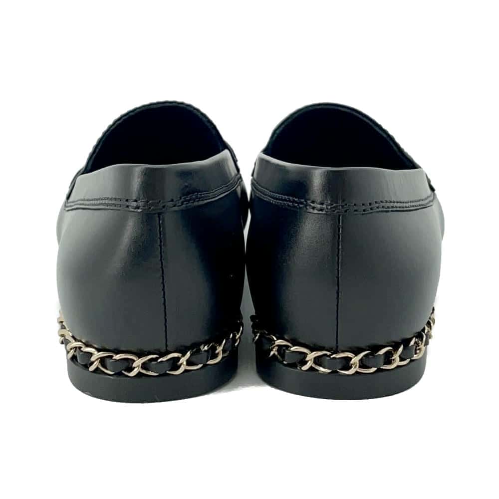CHANEL CC logo loafers BlackG35067 Leather Size 36H