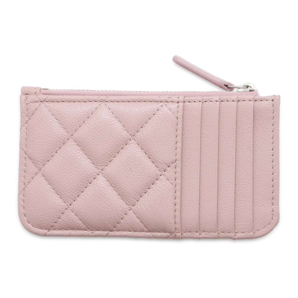CHANEL Matelasse Classic Zip Card Case PinkAP2570 Caviar Leather