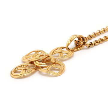 CHANEL CC Logo Four Leaf Clover Necklace Gold Metal