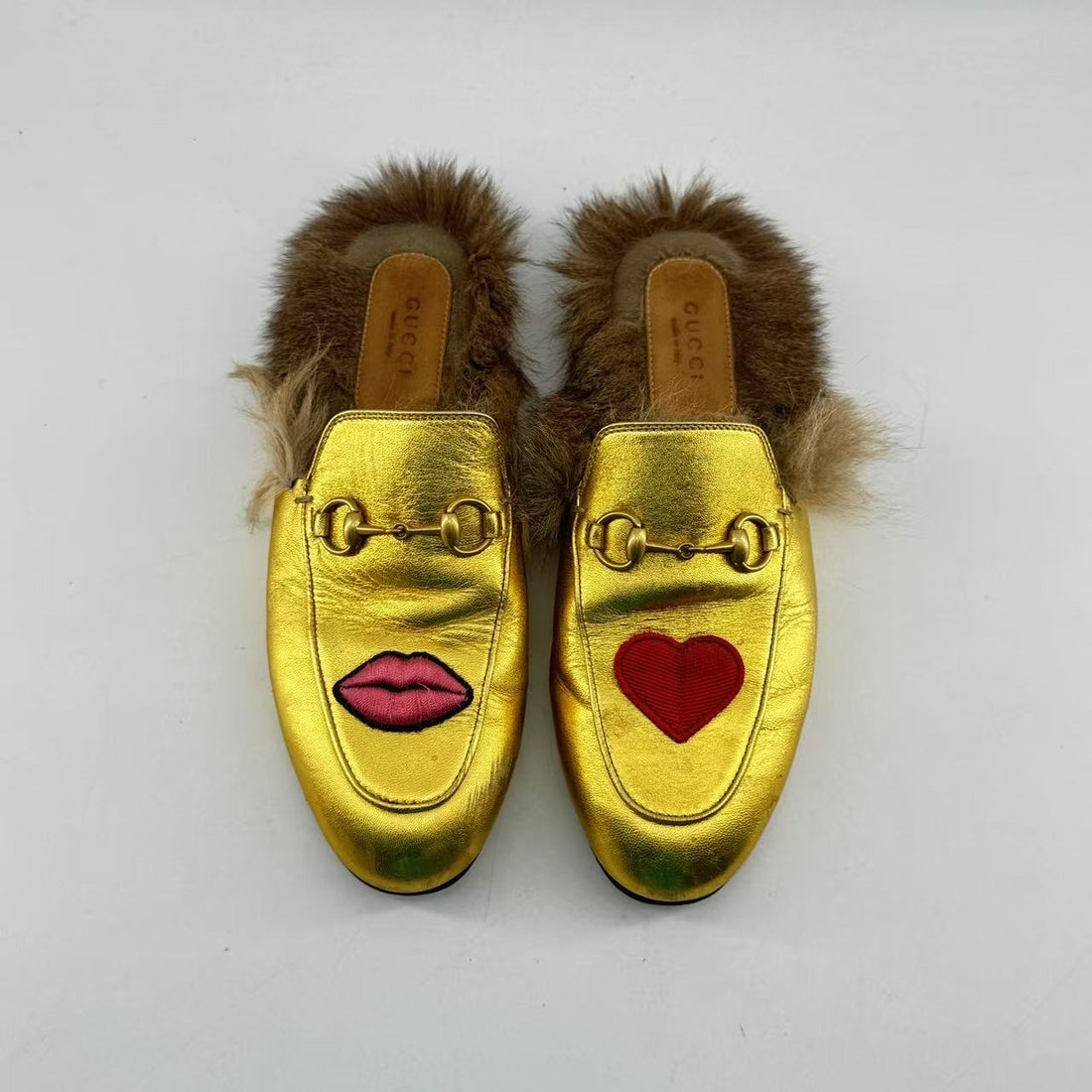 Gucci Princetown Heart Lips Loafers