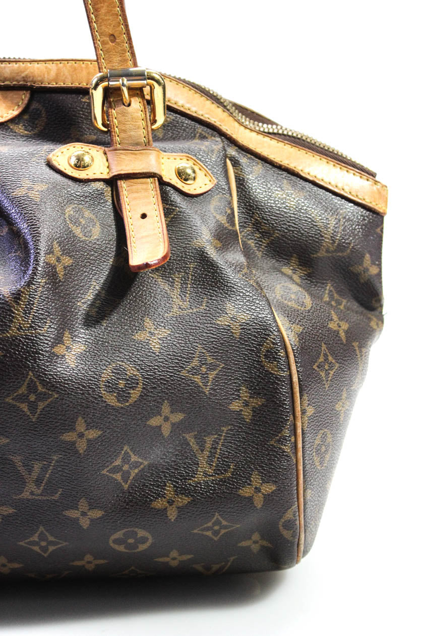 Louis Vuitton Womens Tivoli Monogram Canvas Top Handle Tote Handbag Brown