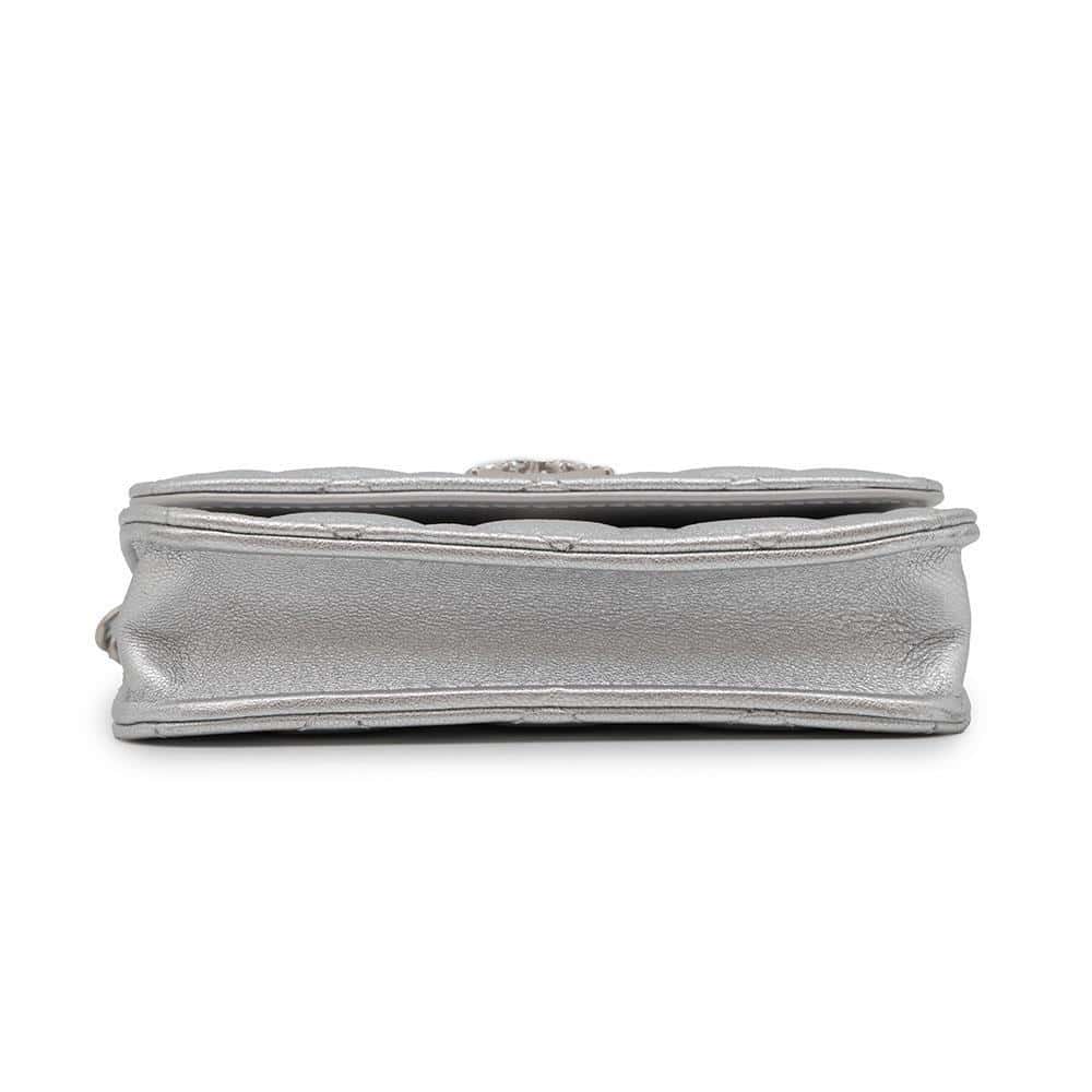 CHANEL Years Gift Star Motif Chain Waist Pouch Silver Lambskin