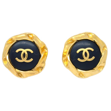 Chanel Black Button Earrings Clip-On 96P