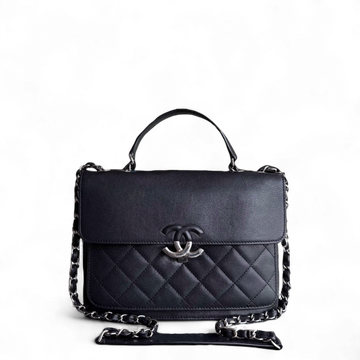 Chanel Medium CC Box Flap - Quilted CalBNkin Black Silver Hardware Series 25