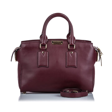 Burberry Red Maroon Others Leather Clifton Satchel United Kingdom