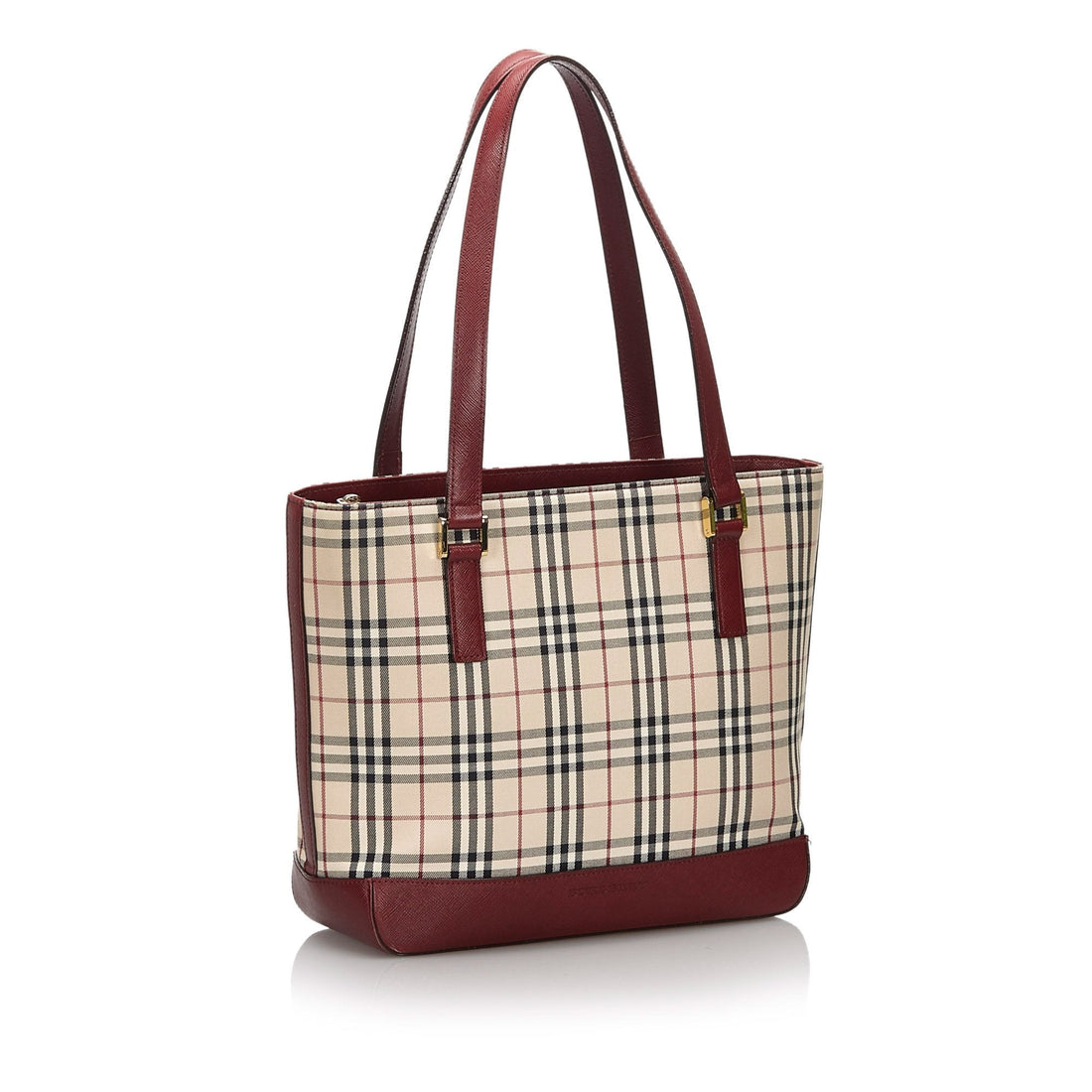 Burberry Brown Beige Nylon Fabric Ho Check Tote Bag United Kingdom