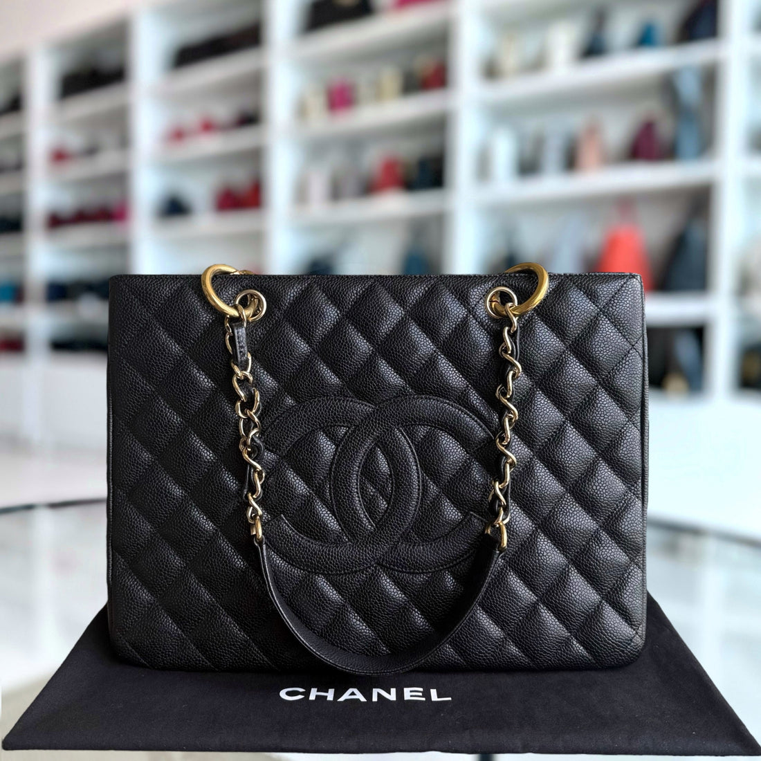Chanel GST Grand Shopping Tote - Togo/epsom/caviar/clemence/callfskin/cowhide/lambskin Quilted Black Gold Hardware Series 11