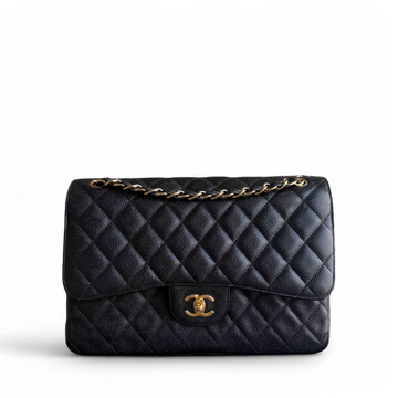 Chanel Classic Flap Jumbo - Togo/epsom/caviar/clemence/callfskin/cowhide/lambskin Double Flap 30CM Quilted Black Gold Hardware Series 15