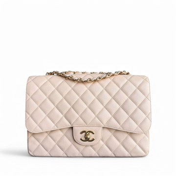 Chanel Classic Flap Jumbo - Togo/epsom/caviar/clemence/callfskin/cowhide/lambskin 30CM Single Flap Quilted Beige Gold Hardware Series 14