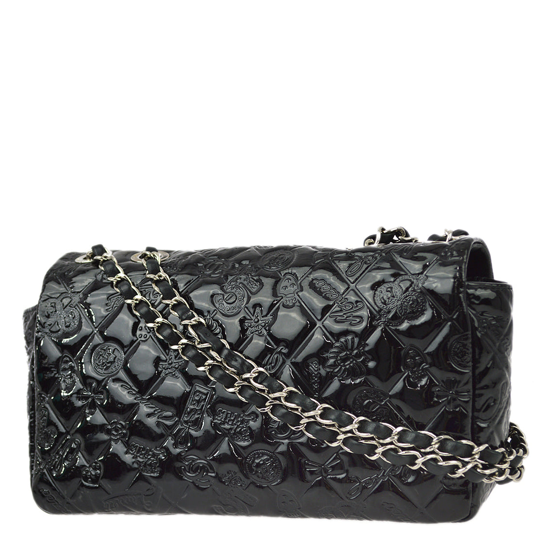 Chanel * Black  Leather Icon Single Flap Shoulder Bag